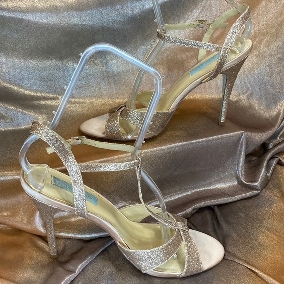 Blue by Betsey Johnson Shoes - Betsey Johnson T-strap gold glitter heels size 10 “teena”. Gorgeous!!!